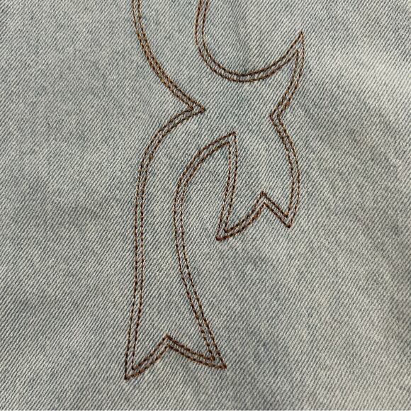 Et Clet Light Blue Straight Leg Jeans with Embroidered Design, Size Small - Picture 15 of 16